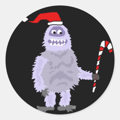 Funny Christmas Abominable Snowman Classic Round Sticker Zazzle