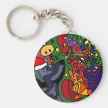 Funny Christmas Animals Abstract Art Original Key Chains