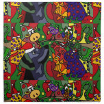 Funny Christmas Animals Abstract Art Original Cloth Napkins