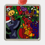 Funny Christmas Animals Abstract Art Original Ornament