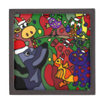 Funny Christmas Animals Abstract Art Original Premium Trinket Box