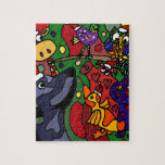 Funny Christmas Animals Abstract Art Original Jigsaw Puzzle