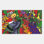 Funny Christmas Animals Abstract Art Original Rectangle Stickers
