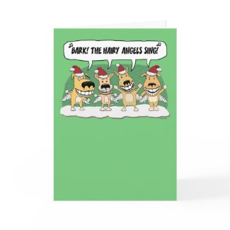 Funny Christmas card: Hairy Angels card
