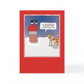 Funny Christmas card: Santa Stuck card