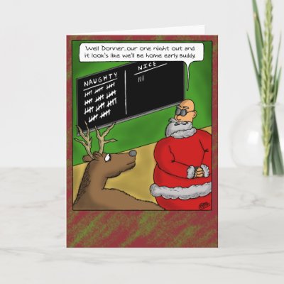 Funny Christmas Cards Photos on Funny Christmas Card With A Funny Cartoon About Santa S List And Who S