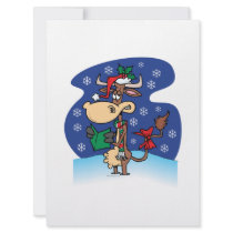 funny christmas caroling cow cartoon custom announcement