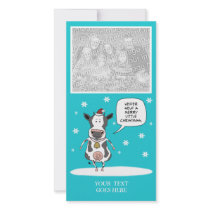 Funny Christmas cow customizable photo card