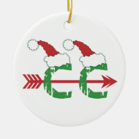 Funny Christmas © Cross Country Running (2-sided) Double-Sided Ceramic Round Christmas Ornament