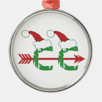 Funny Christmas Cross Country Running Round Metal Christmas Ornament