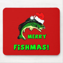 Funny Christmas fishing Mouse Pads