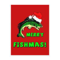 Funny Christmas fishing postcards