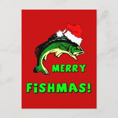 Funny Christmas fishing postcards