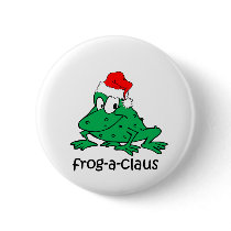 Funny Christmas frog buttons by holidaysboutique Funny Christmas frog buttons
