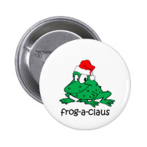 Funny Christmas frog buttons