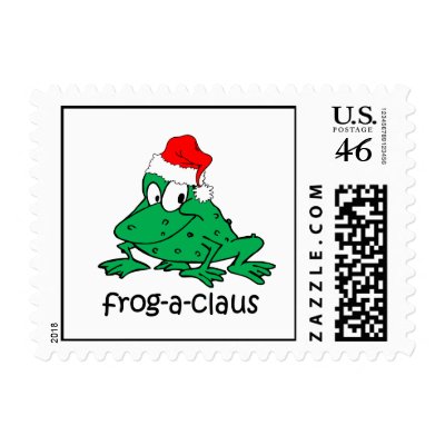 Funny Christmas frog Postage by holidaysboutique