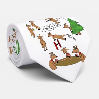 Funny Christmas Necktie Reindeer Playing Games