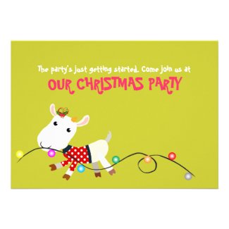 Funny Christmas Party Invitation Card (Goat Kid)