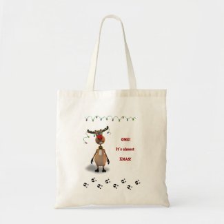 Funny Christmas Reindeer Illustration - Bag