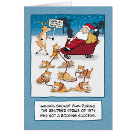 Funny Christmas: Santa's Sleigh Cats Greeting Card