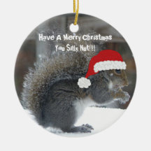 Funny Christmas Squirrel Ornament