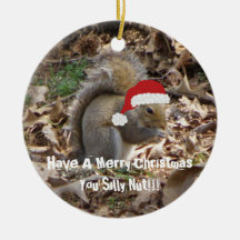 Funny Christmas Squirrel Ornament