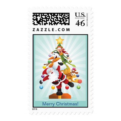 Funny Christmas Tree Postage by AV_Designs