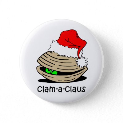 Funny clam Christmas buttons