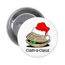 Funny clam Christmas buttons