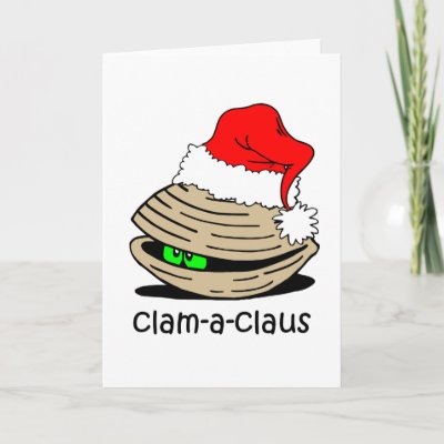 Funny clam Christmas cards
