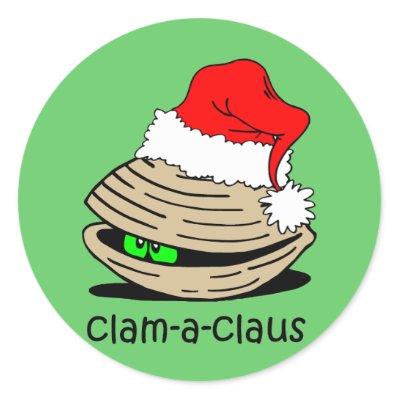 Funny clam Christmas stickers