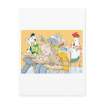 Funny Classroom Composed of Farm Animals Post Card