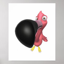 funny close up pink flamingo posters