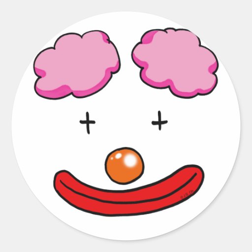 Funny clown face round sticker