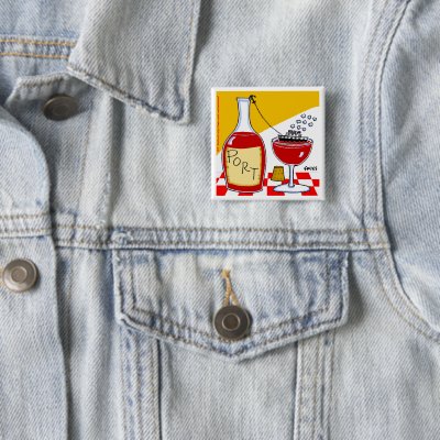 Funny Collectible Port Wine Lovers Cartoon Button