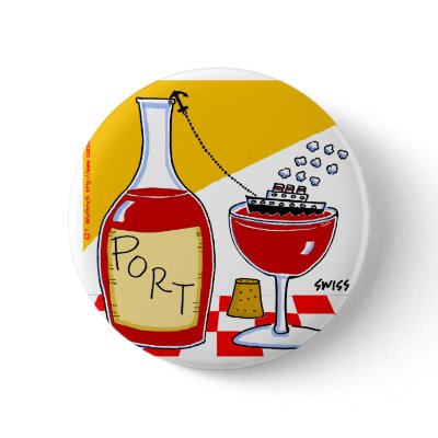 Funny Collectible Port Wine Lovers Cartoon Button