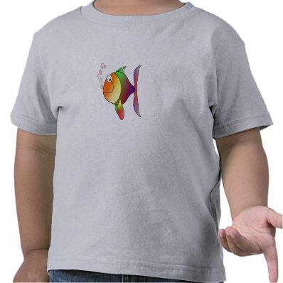 Funny Colorful Cartoon Fish with Bubbles T Shirts