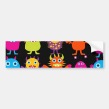Funny Colorful Monster Party Creatures Characters Bumper Sticker