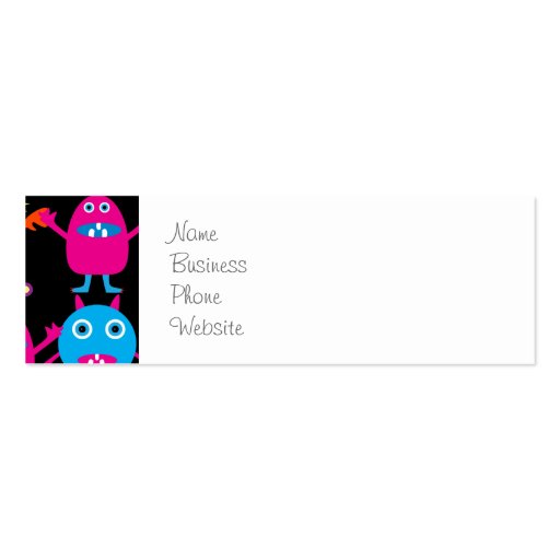 Funny Colorful Monster Party Creatures Characters Business Card Template
