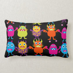 Funny Colorful Monster Party Creatures Characters Pillow
