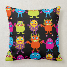 Funny Colorful Monster Party Creatures Characters Pillow