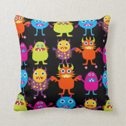 Funny Colorful Monster Party Creatures Characters Pillow