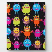 Funny Colorful Monster Party Creatures Characters Display Plaque