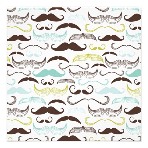 Funny Colorful Pattern for Mustache Lovers Personalized Invitations