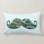 Funny  Colorful Peacock Feathers Mustache Pillow