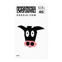 funny comic cow head postage stamps
