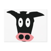 funny comic cow head post cards