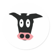 funny comic cow head sticker