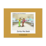 Funny Computer Geek Cartoon Hand-Designed Apron Post Cards