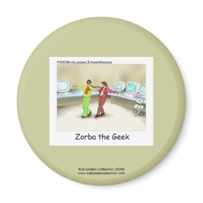 Funny Computer Geek Cartoon On Novelty Button Fridge Magnets